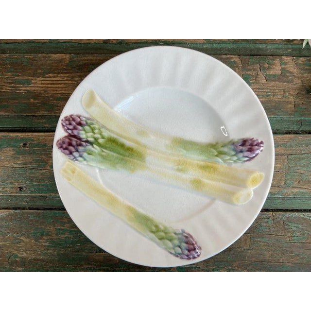 Vintage Earthenware Asparagus Plates from Lunéville, Set of 6 For Sale - Image 4 of 10
