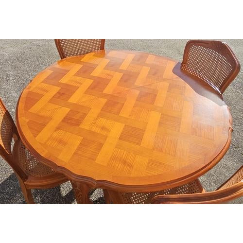 French Extendable Marqueterie Dining Table in Cherry, 1980s For Sale - Image 15 of 18