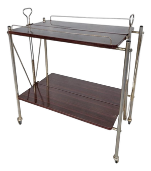 Mid-Century Modern Folding Serving Trolley with Rosewood and Chrome Frame, 1960s