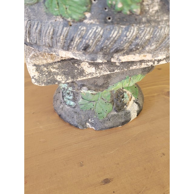 Gray Two Antique Painted Reconstituted Stone Urns From England For Sale - Image 8 of 12