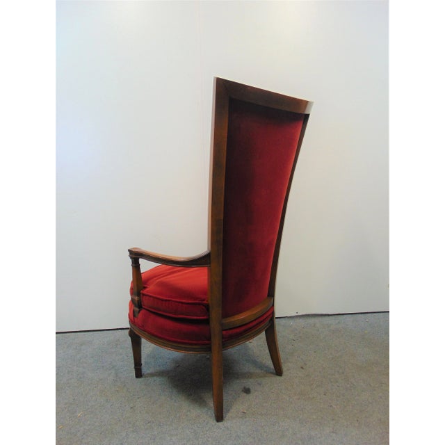 Wood Hollywood Regency Fruitwood Red Velvet Chair For Sale - Image 7 of 8