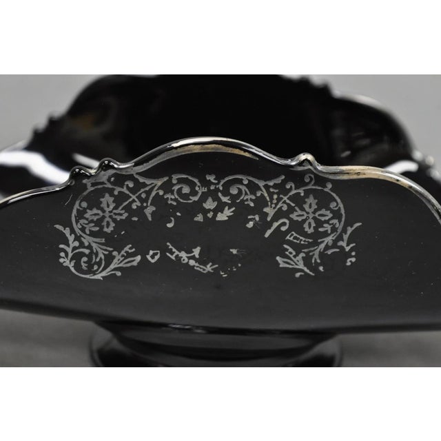 Black Vintage Rockwell Black Amethyst Glass Sterling Silver Overlay Centerpiece Dish For Sale - Image 8 of 14