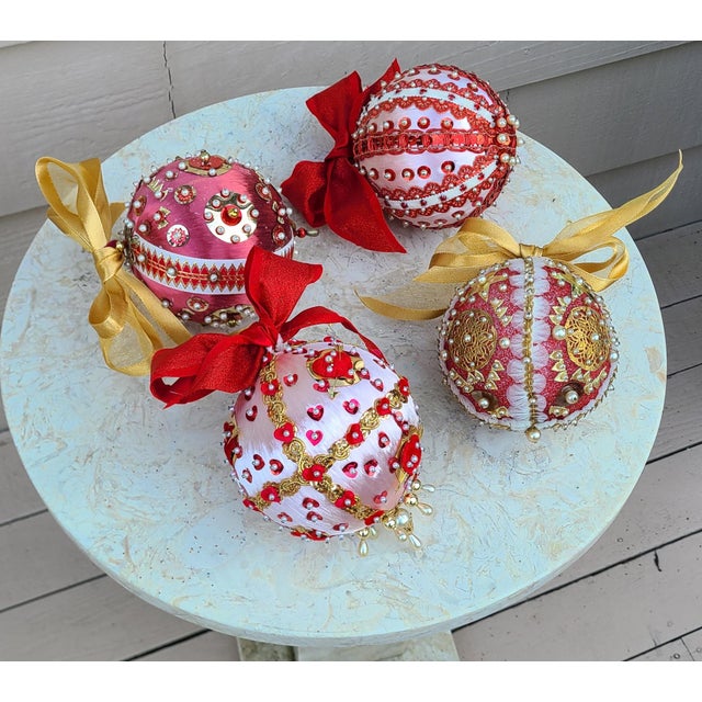 These hand-crafted beaded Christmas ornaments were sourced from an estate on one of the San Juan Islands in the Pacific...