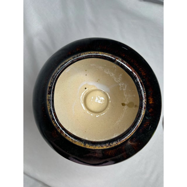 Neoclassical Crackle Glazed Ceramic Lidded Urn, Large, Brown and Black For Sale - Image 4 of 12