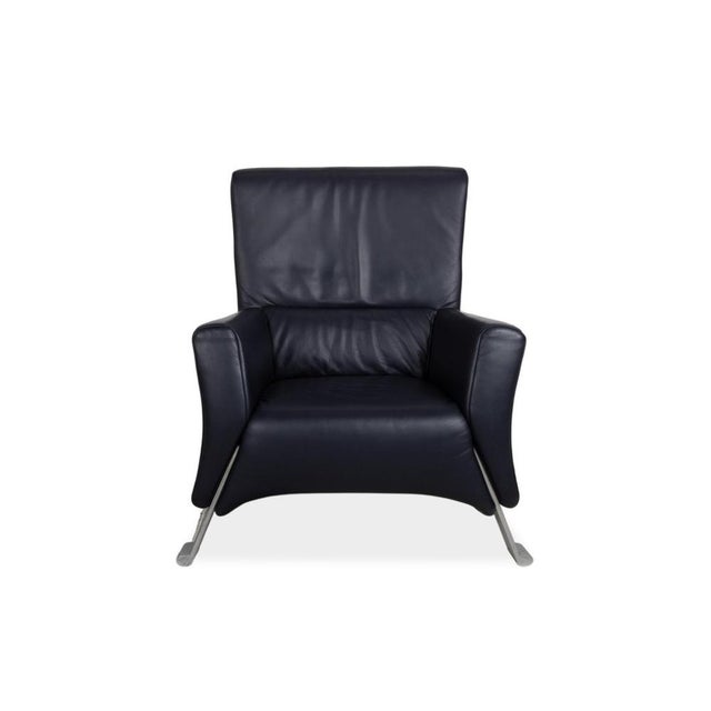 322 Leather Armchair Set in Blue with Ottoman by Rolf Benz, Set of 2 For Sale - Image 13 of 18