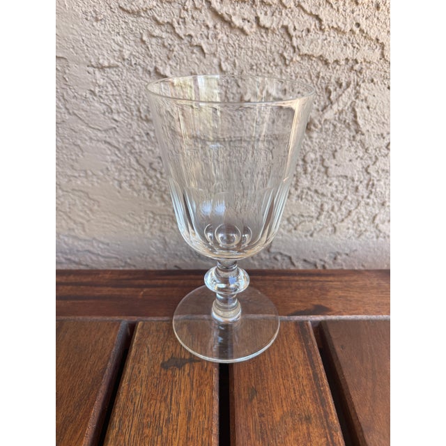 Late 19th Century Antique France St. Louis Crystal Caton White Wine Goblet Glasses - Pair For Sale - Image 5 of 6