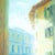 Pistoia Street by Christopher Clark | Oil and Acrylic on Wood Panel City street scene with buildings and figures. For Sale - Image 4 of 4
