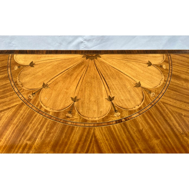 1970s Baker Furniture Stately Homes Demilune Inlaid Wood Game Table For Sale In Dallas - Image 6 of 12