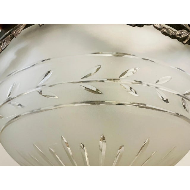 1980s Bronze Veritable Bronze & Cut Glass Chandelier For Sale - Image 11 of 13