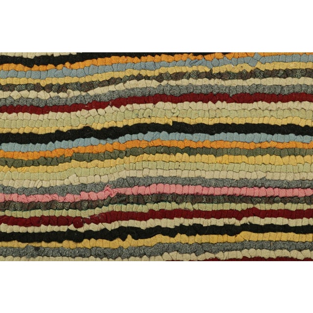 Traditional Antique Hooked Rug in Polychromatic Stripes | Rug & Kilim For Sale - Image 3 of 7