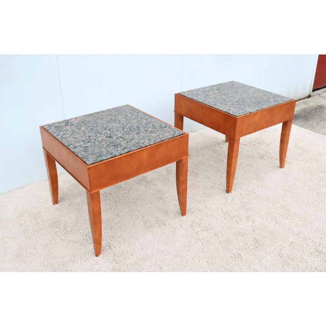 Wood Contemporary George Simons for Brayton Donovan Granite Square Side Tables, a Pair For Sale - Image 7 of 13