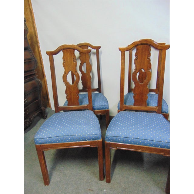 Asian Style Fruitwood Carved Dining Chairs - Set of 6 For Sale - Image 4 of 7