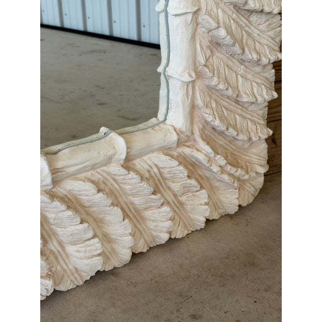 Ornamental & Decorative Materials Vintage Monumental Sculptural Regency Palm Frond Faux Bamboo Wall Mirror For Sale - Image 7 of 12