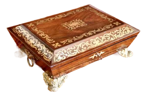 English Regency Period Brass Inlaid Rosewood Box