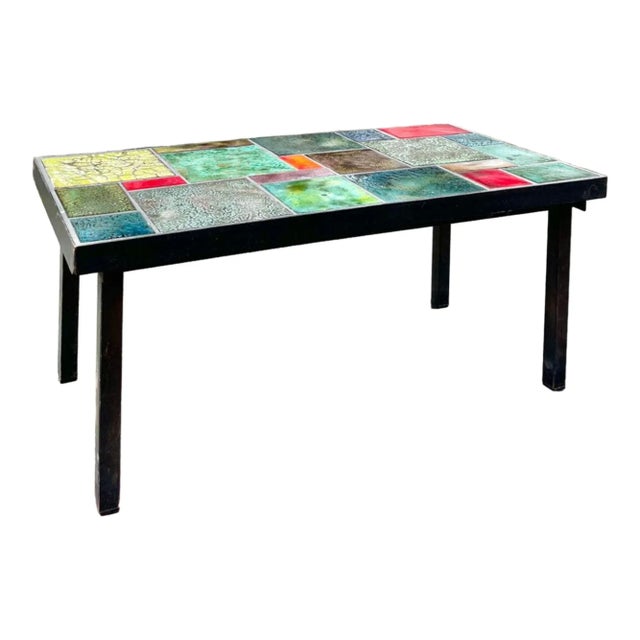 Green Polychrome Ceramic Coffee Table For Sale - Image 8 of 8