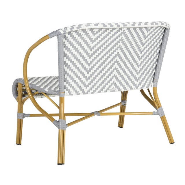 2020s Herringbone Rattan Settee in Grey & White For Sale - Image 5 of 9