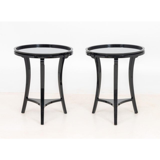 Early 21st Century Contemporary Mirrored Black Lacquered Side Tables For Sale - Image 5 of 7