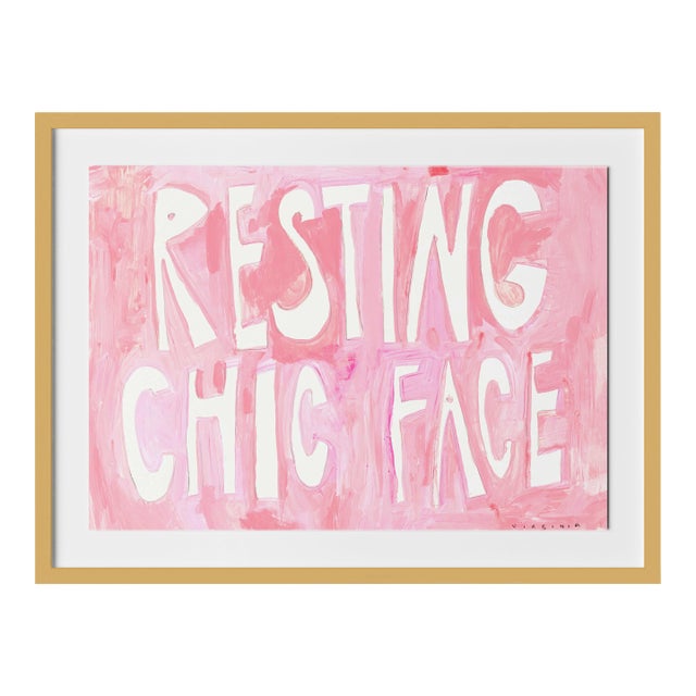Resting Chic Face by Virginia Chamlee in Gold Frame, Medium Art Print For Sale