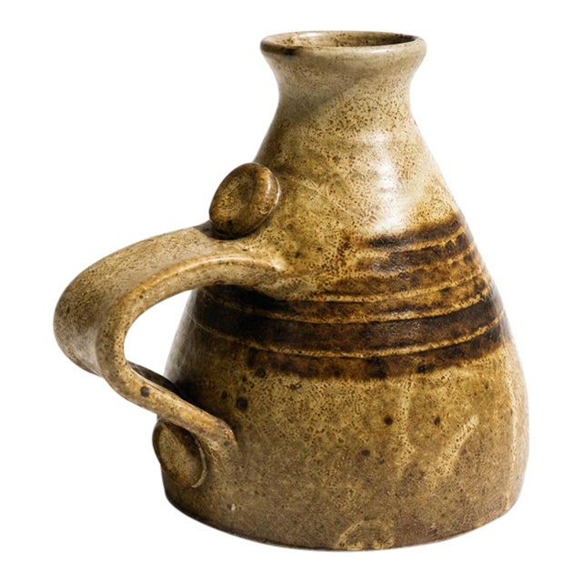 Vintage Studio Pottery Vase With Handle For Sale