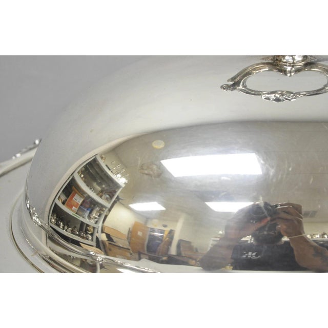 Vintage Eton Victorian Silver Plated Large Oval Covered Warming Dish Platter For Sale - Image 9 of 18