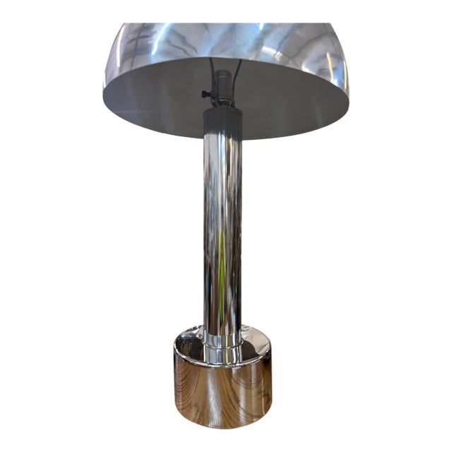 Vintage Mid-Century Modern Robert Sonneman for Laurel Chrome & Aluminum Mushroom Lamp For Sale