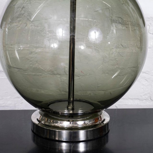 Metal Spherical smoked glass table lamp For Sale - Image 7 of 7