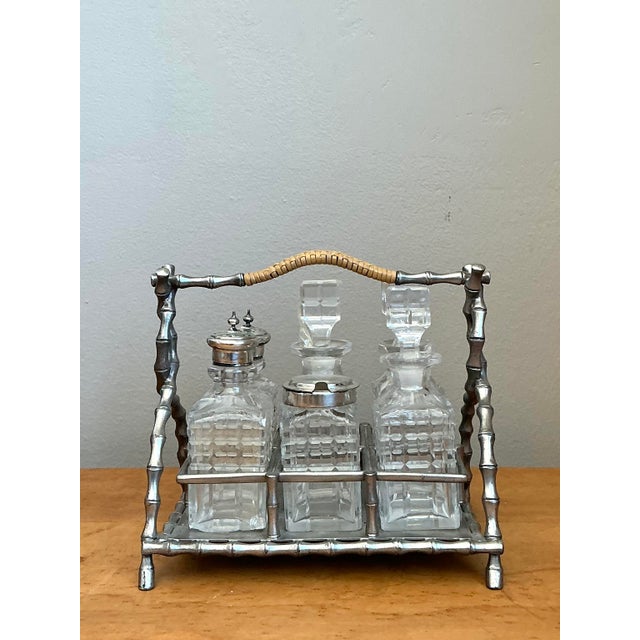 Victorian Vintage 19th Century Sheffield Bamboo Plate Cruet Set of 7 For Sale - Image 3 of 12