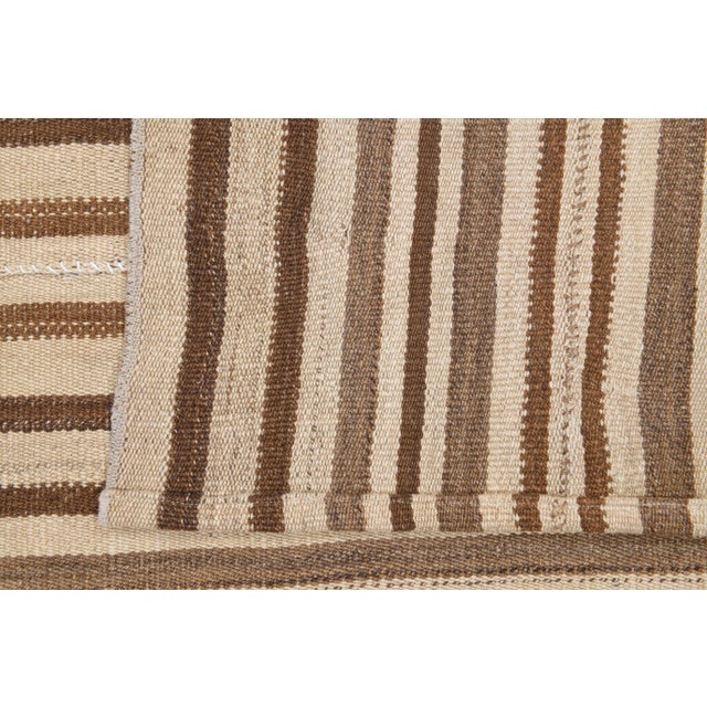 Vintage Turkish Oushak Handmade Wool Cotton Beige Kilim Area Rug For Sale - Image 9 of 11
