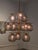 A beautiful chandelier from a church (now private residence) on Gotland, Sweden, in brass with grey transparent shades....