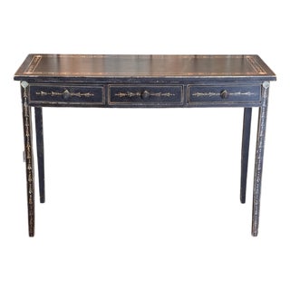 1950s Black Painted Three-Drawer Table With Painted Decoration For Sale