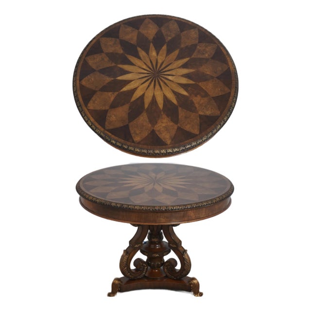Maitland Smith Round Mahogany Spiro Center Table For Sale