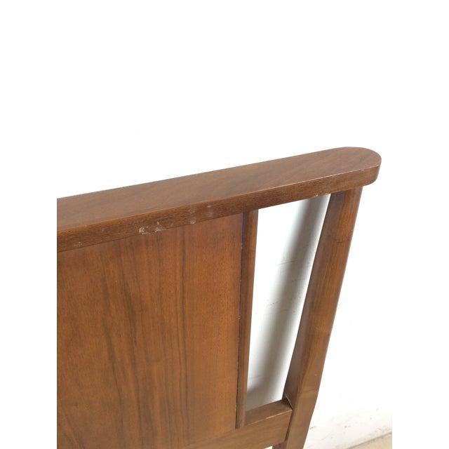 Brown Mid Century Modern Walnut Headboard With Turned Wood Frame For Sale - Image 8 of 18