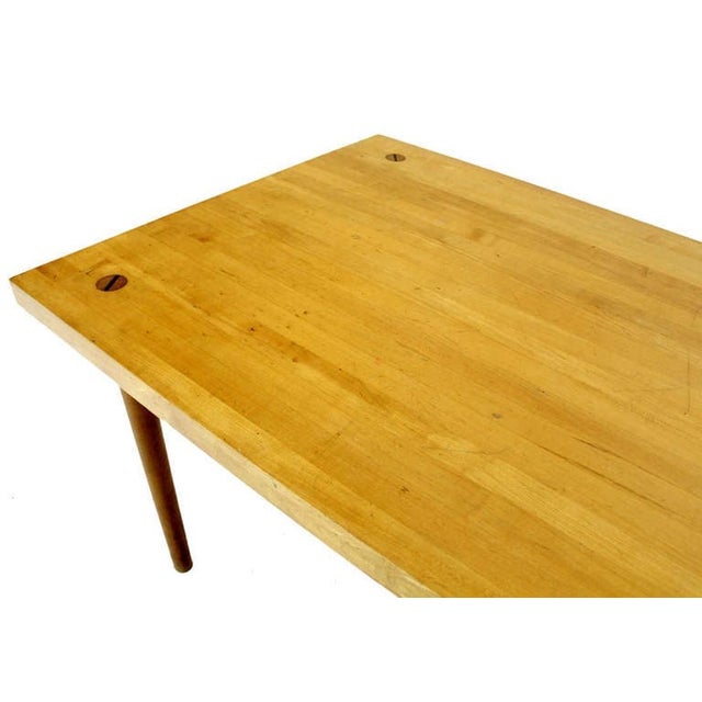 Solid Maple 2" Thick Butcher Block Top Tapered Dowel Legs Writing Dining Table For Sale - Image 6 of 10