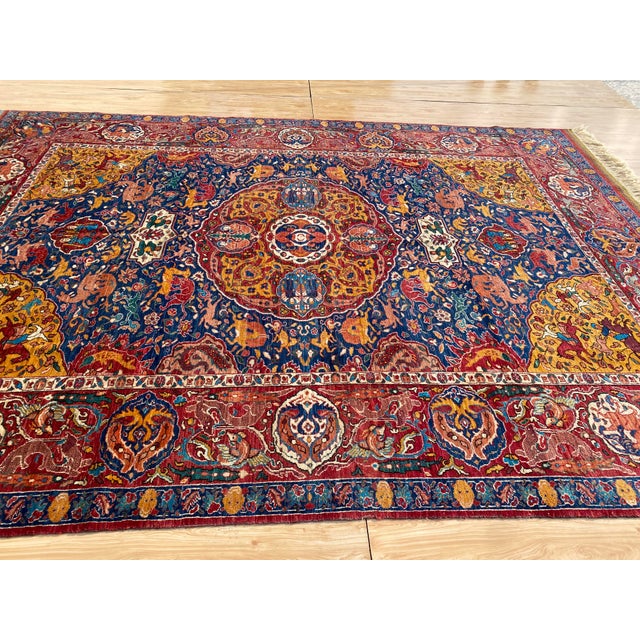 Vintage Kashan Shikargah Hunting Rug For Sale - Image 10 of 16