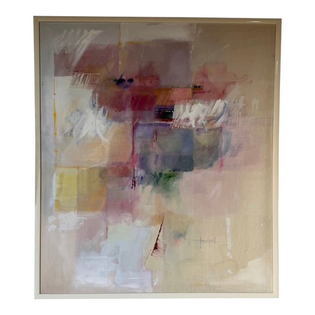 Large Vintage Abstract Expressionist Oil on Canvas Painting – Framed For Sale
