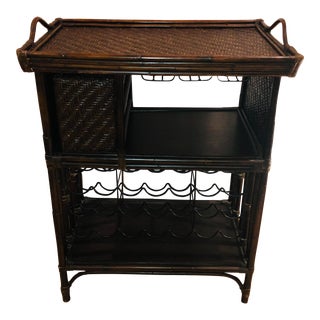 1980s Palm Beach Regency Style Butler Tray Dry Bar For Sale