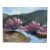 Pulich Oil on Canvas Landscape Painting of Creek + Pink Blossoms For Sale