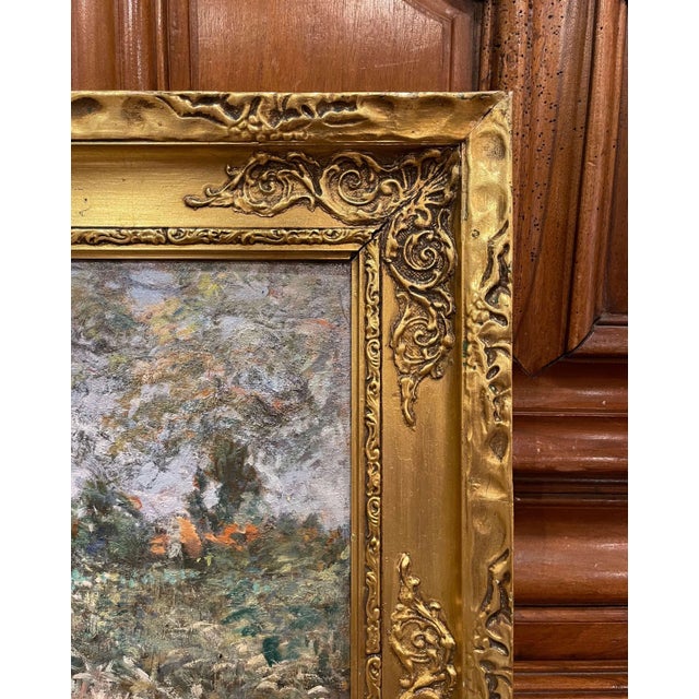 19th Century French Pastoral Oil Painting Signed H. D. Lemaître For Sale - Image 9 of 12