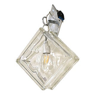 European Pressed Glass and Metal Wall Light, 1970s For Sale