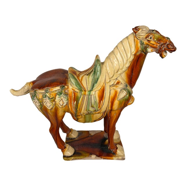 Large Chinese Sancai Glazed Pottery Horse in the Tang Dynasty Style For Sale