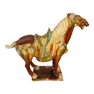 Large Chinese Sancai Glazed Pottery Horse in the Tang Dynasty Style