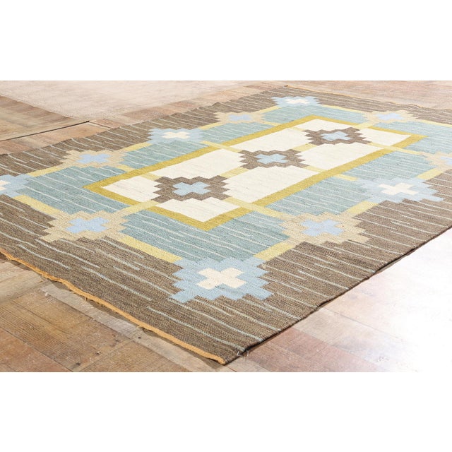 Beige Sverker Greuholm Vintage Swedish Rollakan Rug - 05'08 X 07'11 For Sale - Image 8 of 10