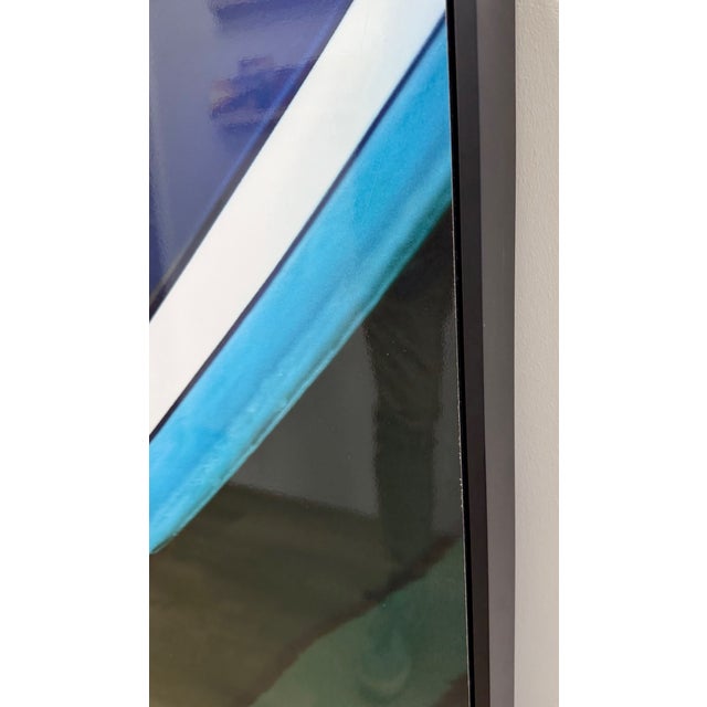 Abstract 21st Century, Untitled, Abstract, Blue and Green, Framed Photograph on Acm of Boat Reflection in Water, Artist Geoffrey Baris For Sale - Image 3 of 7