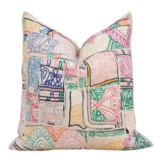 Large Earthy Rose Antique Jaisalmer Pillow For Sale