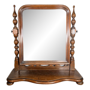 Vintage Vanity Mirror - Antique Wooden Dresser Tabletop Tilting Tilt Mirror - Chippy Rustic Painted Wood Mirror