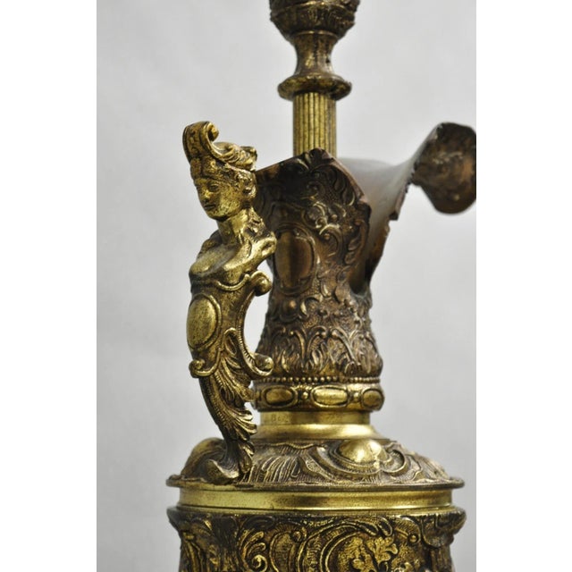 Vintage French Renaissance Large Figural Bronze Ewer Urn Pitcher Table Lamp For Sale - Image 4 of 12