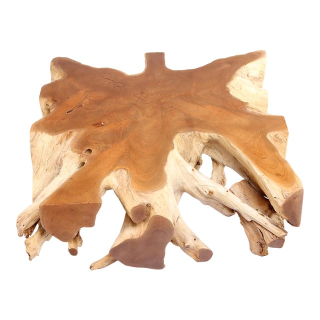 Square 36" Inch Organic Teak Root Coffee Table 52 For Sale