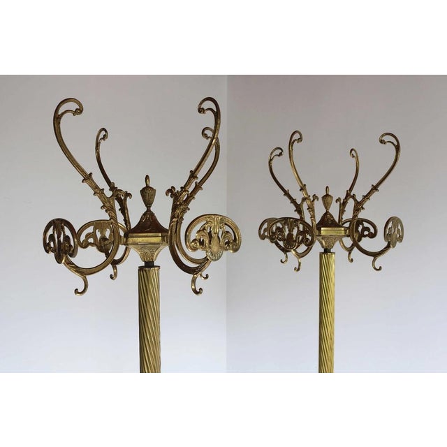 Vintage Italian Ornate Brass Free Standing Coat and Hat Racks, 1960s, Set of 2 For Sale - Image 4 of 14