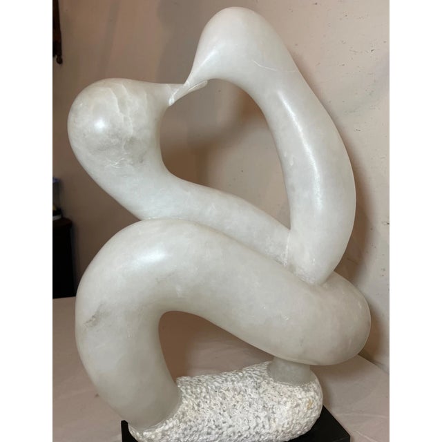 Large Modernist Vintage Carved White Marble Stone Abstract Sculpture Statue For Sale - Image 10 of 16