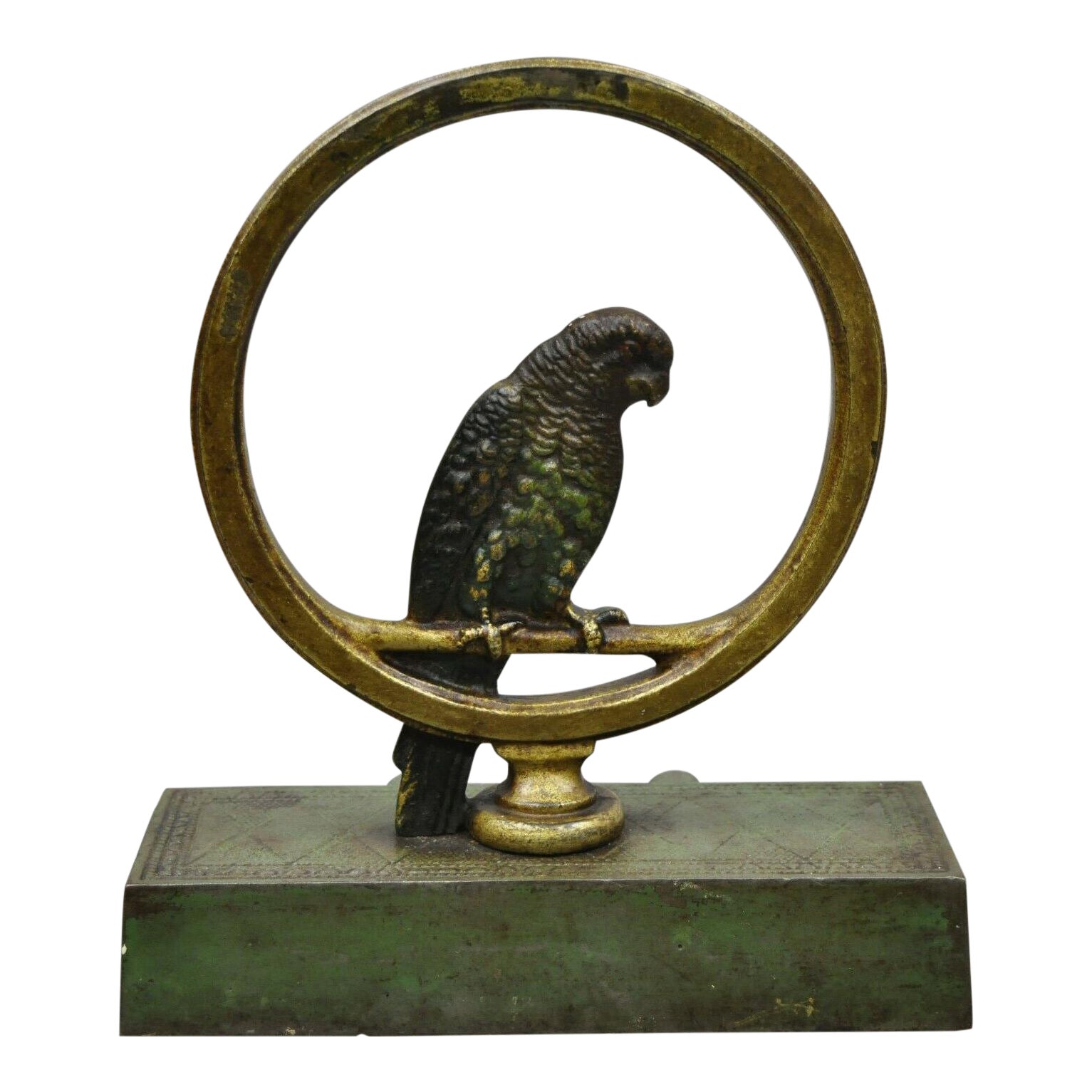 Antique Parrot On Swing Art Deco Bradley Hubbard Cast Iron Doorstop Chairish